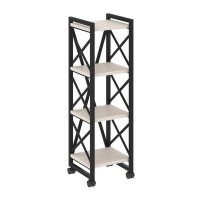 Loft VR.L-MST.K-4.4 (Денвер светлый/Черный) Стеллаж на колесных опорах - 4 полки