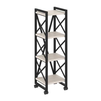 Loft VR.L-MST.K-4.4 (Денвер светлый/Черный) Стеллаж на колесных опорах - 4 полки