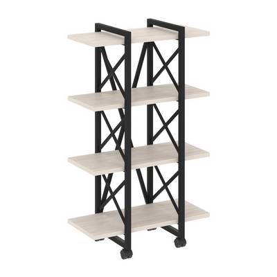 Loft VR.L-MST.K-4.4V (Денвер светлый/Черный) Стеллаж на колесных опорах - 4 полки