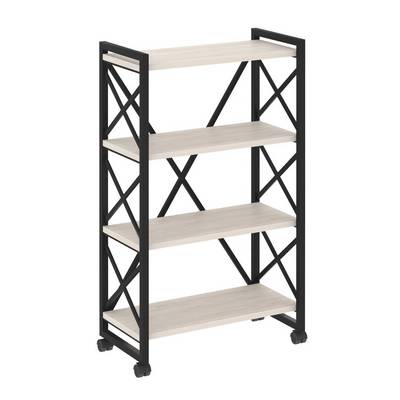 Loft VR.L-MST.K-4.8 (Денвер светлый/Черный) Стеллаж на колесных опорах - 4 полки