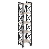 Loft VR.L-MST.K-5.4 (Денвер светлый/Черный) Стеллаж на колесных опорах - 5полок