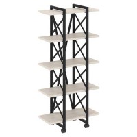 Loft VR.L-MST.K-5.4V (Денвер светлый/Черный) Стеллаж на колесных опорах - 5полок