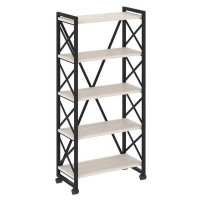 Loft VR.L-MST.K-5.8 (Денвер светлый/Черный) Стеллаж на колесных опорах - 5полок