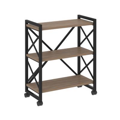 Loft VR.L-MST.K-3.8 (Дуб аризона/Черный) Стеллаж на колесных опорах - 3 полки