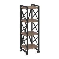 Loft VR.L-MST.K-4.4 (Дуб аризона/Черный) Стеллаж на колесных опорах - 4 полки