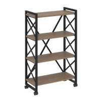 Loft VR.L-MST.K-4.8 (Дуб аризона/Черный) Стеллаж на колесных опорах - 4 полки