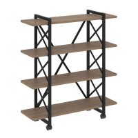 Loft VR.L-MST.K-4.8V (Дуб аризона/Черный) Стеллаж на колесных опорах - 4 полки