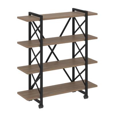 Loft VR.L-MST.K-4.8V (Дуб аризона/Черный) Стеллаж на колесных опорах - 4 полки