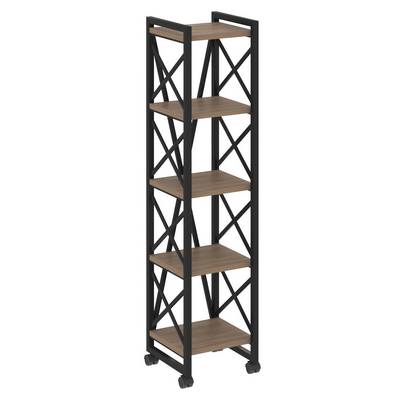 Loft VR.L-MST.K-5.4 (Дуб аризона/Черный) Стеллаж на колесных опорах - 5полок