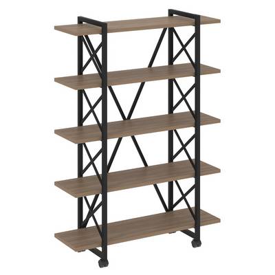 Loft VR.L-MST.K-5.8V (Дуб аризона/Черный) Стеллаж на колесных опорах - 5 полок