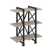 Loft VR.L-MST.K-3.4V (Дуб аттик/Черный) Стеллаж на колесных опорах - 3 полки