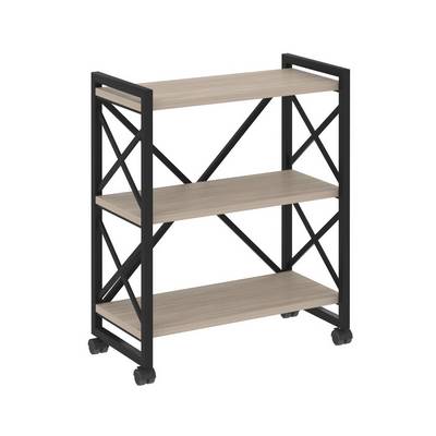 Loft VR.L-MST.K-3.8 (Дуб аттик/Черный) Стеллаж на колесных опорах - 3 полки