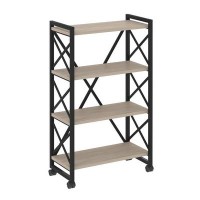 Loft VR.L-MST.K-4.8 (Дуб аттик/Черный) Стеллаж на колесных опорах - 4 полки
