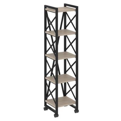 Loft VR.L-MST.K-5.4 (Дуб аттик/Черный) Стеллаж на колесных опорах - 5полок