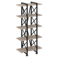 Loft VR.L-MST.K-5.4V (Дуб аттик/Черный) Стеллаж на колесных опорах - 5полок