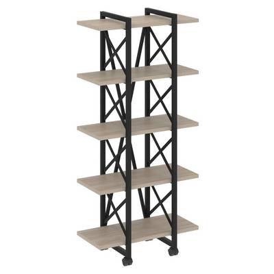 Loft VR.L-MST.K-5.4V (Дуб аттик/Черный) Стеллаж на колесных опорах - 5полок