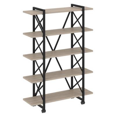 Loft VR.L-MST.K-5.8V (Дуб аттик/Черный) Стеллаж на колесных опорах - 5 полок