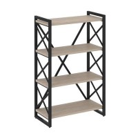 Loft VR.L-MST.O-4.8 (Дуб аттик/Черный) Стеллаж на регулируемых опорах - 4 полки