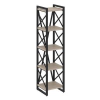 Loft VR.L-MST.O-5.4 (Дуб аттик/Черный) Стеллаж на регулируемых опорах - 5полок