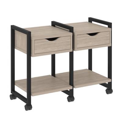 Loft VR.L-TN-1.K (Дуб аттик/Черный) Тумба на колесных опорах наборная