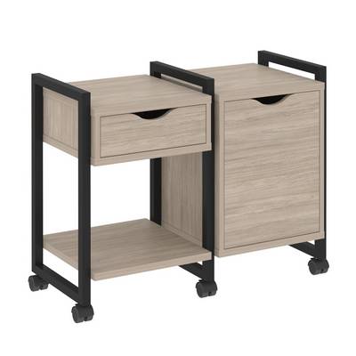 Loft VR.L-TN-3.K (Дуб аттик/Черный) Тумба на колесных опорах наборная