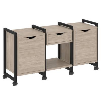 Loft VR.L-TN-7.K (Дуб аттик/Черный) Тумба на колесных опорах наборная
