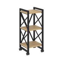 Loft VR.L-MST.K-3.4 (Тиквуд светлый/Черный) Стеллаж на колесных опорах - 3 полки