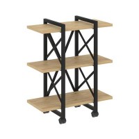 Loft VR.L-MST.K-3.4V (Тиквуд светлый/Черный) Стеллаж на колесных опорах - 3 полки