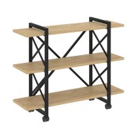 Loft VR.L-MST.K-3.8V (Тиквуд светлый/Черный) Стеллаж на колесных опорах - 3 полки