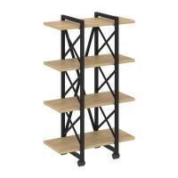 Loft VR.L-MST.K-4.4V (Тиквуд светлый/Черный) Стеллаж на колесных опорах - 4 полки