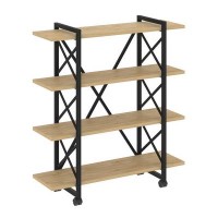 Loft VR.L-MST.K-4.8V (Тиквуд светлый/Черный) Стеллаж на колесных опорах - 4 полки