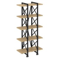 Loft VR.L-MST.K-5.4V (Тиквуд светлый/Черный) Стеллаж на колесных опорах - 5полок