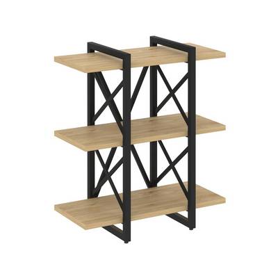 Loft VR.L-MST.O-3.4V (Тиквуд светлый/Черный) Стеллаж на регулируемых опорах - 3 полки