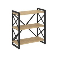 Loft VR.L-MST.O-3.8 (Тиквуд светлый/Черный) Стеллаж на регулируемых опорах - 3 полки