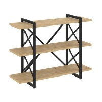 Loft VR.L-MST.O-3.8V (Тиквуд светлый/Черный) Стеллаж на регулируемых опорах - 3 полки