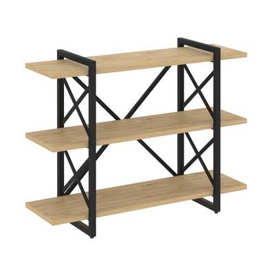 Loft VR.L-MST.O-3.8V (Тиквуд светлый/Черный) Стеллаж на регулируемых опорах - 3 полки