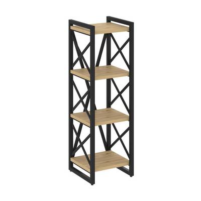 Loft VR.L-MST.O-4.4 (Тиквуд светлый/Черный) Стеллаж на регулируемых опорах - 4 полки