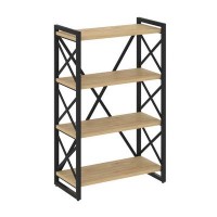 Loft VR.L-MST.O-4.8 (Тиквуд светлый/Черный) Стеллаж на регулируемых опорах - 4 полки