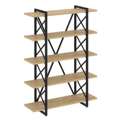 Loft VR.L-MST.O-5.8V (Тиквуд светлый/Черный) Стеллаж на регулируемых опорах - 5 полок
