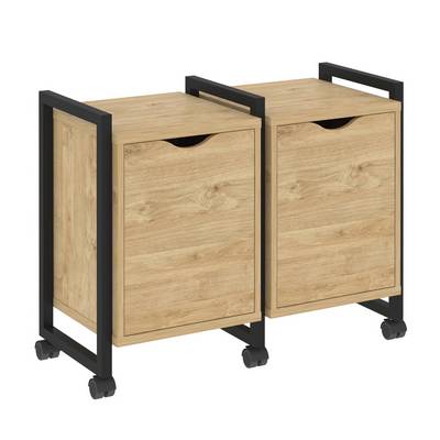 Loft VR.L-TN-2.K (Тиквуд светлый/Черный) Тумба на колесных опорах наборная