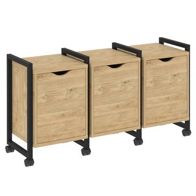 Loft VR.L-TN-5.K (Тиквуд светлый/Черный) Тумба на колесных опорах наборная