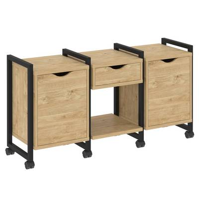 Loft VR.L-TN-7.K (Тиквуд светлый/Черный) Тумба на колесных опорах наборная