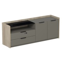 Магнетик 15ТОДС-КЗ.618 (Okwood/Terra) Тумба опорная, двусост, с ящ (метаб), с код замком (универс: прав/лев)