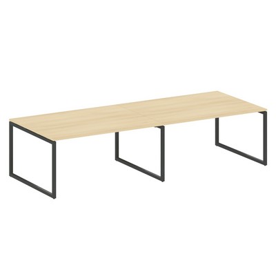 Metal System Quattro 4x4 40БО.ПРГ-2.4 (Акация лорка/Антрацит) Переговорный стол, 2 столешницы на О-образном м/к