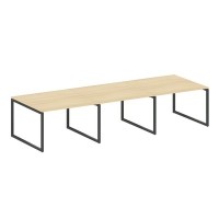 Metal System Quattro 4x4 40БО.ПРГ-3.2 (Акация лорка/Антрацит) Переговорный стол, 3 столешницы на О-образном м/к