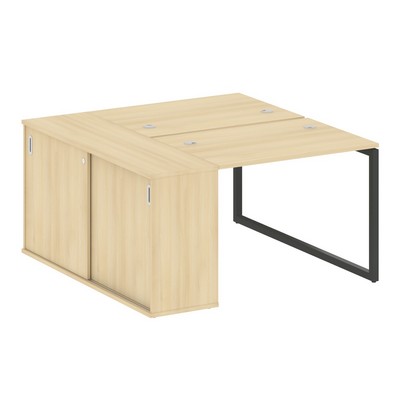 Metal System Quattro 4x4 40БО.РС-СШК-1.1 (Акация лорка/Антрацит) Рабочая станция на О-образном м/к с опорным шкафом-купе