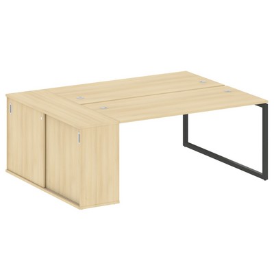 Metal System Quattro 4x4 40БО.РС-СШК-1.4 (Акация лорка/Антрацит) Рабочая станция на О-образном м/к с опорным шкафом-купе