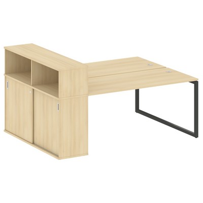 Metal System Quattro 4x4 40БО.РС-СШК-2.4 (Акация лорка/Антрацит) Рабочая станция на О-образном м/к с опорным шкафом-купе