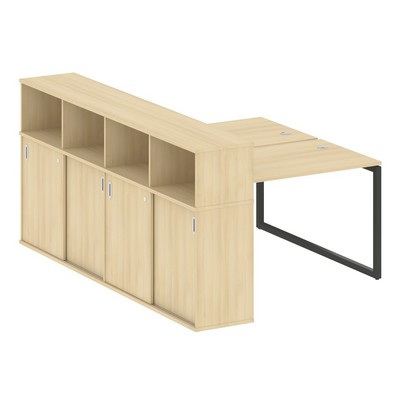 Metal System Quattro 4x4 40БО.РС-СШК-4.2 (Акация лорка/Антрацит) Рабочая станция на О-образном м/к с опорным шкафом-купе