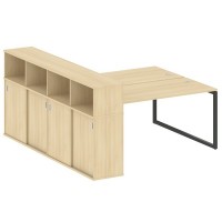 Metal System Quattro 4x4 40БО.РС-СШК-4.4 (Акация лорка/Антрацит) Рабочая станция на О-образном м/к с опорным шкафом-купе